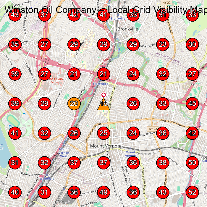 Winston Oil Company GeoGrid visibility map for Heating Oil Supplier in Bronx